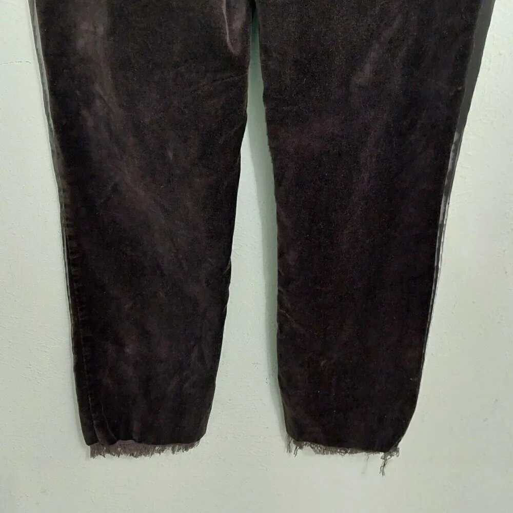 Joe Fresh Brown Corduroy Pants Flat Front Slim Raw Hem Stretch Women's Size‎ 12